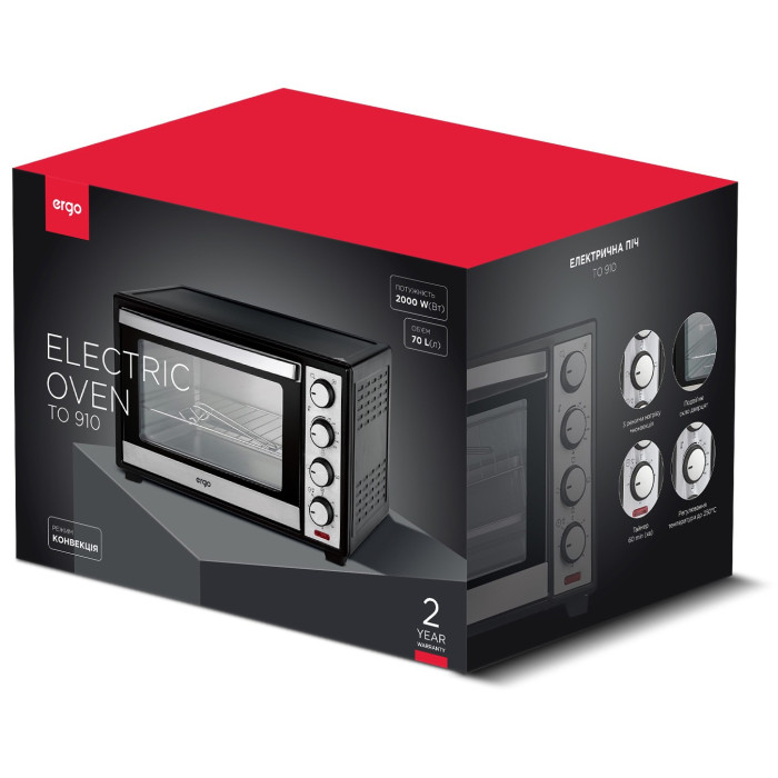 Электропечь Ergo TO-910 купить в Киеве, Харькове, Днепре, Запорожье. Одессе, Львове магазин TOP TV