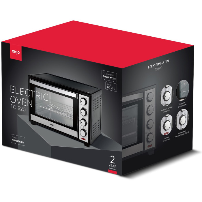 Электропечь Ergo TO-920 купить в Киеве, Харькове, Днепре, Запорожье. Одессе, Львове магазин TOP TV