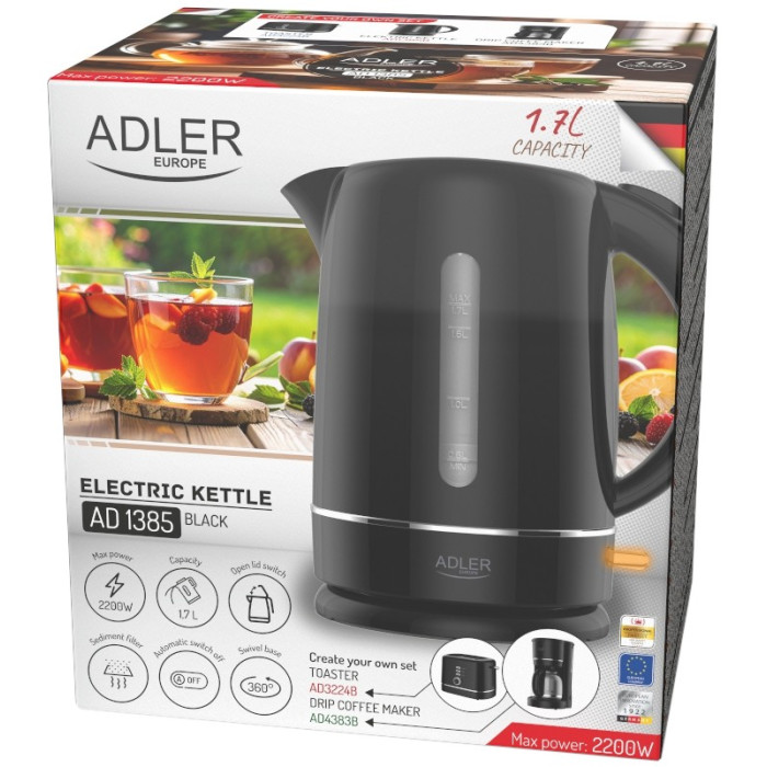Електрочайник ADLER AD1385 black купити у Київі, Харкові, Дніпрі, Одесі, Запоріжжі, Львові магазин TopTv