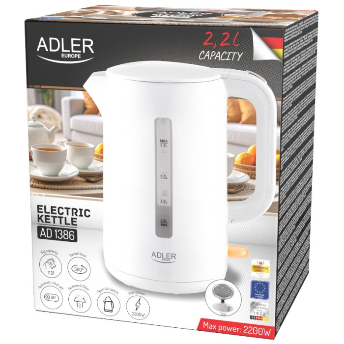 Електрочайник ADLER AD1386 купити у Київі, Харкові, Дніпрі, Одесі, Запоріжжі, Львові магазин TopTv