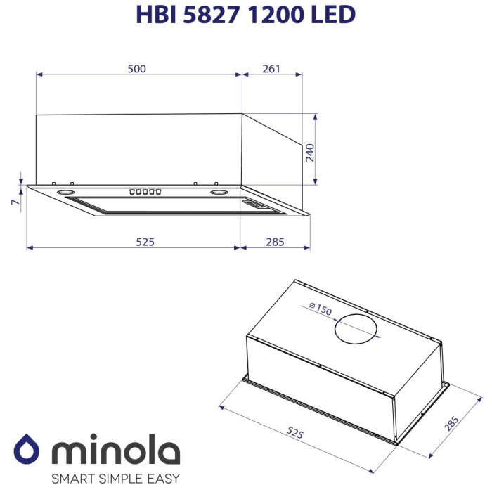 Витяжка MINOLA HBI 5323 I 800 LED купити у Київі, Харкові, Дніпрі, Одесі, Запоріжжі, Львові магазин TopTv