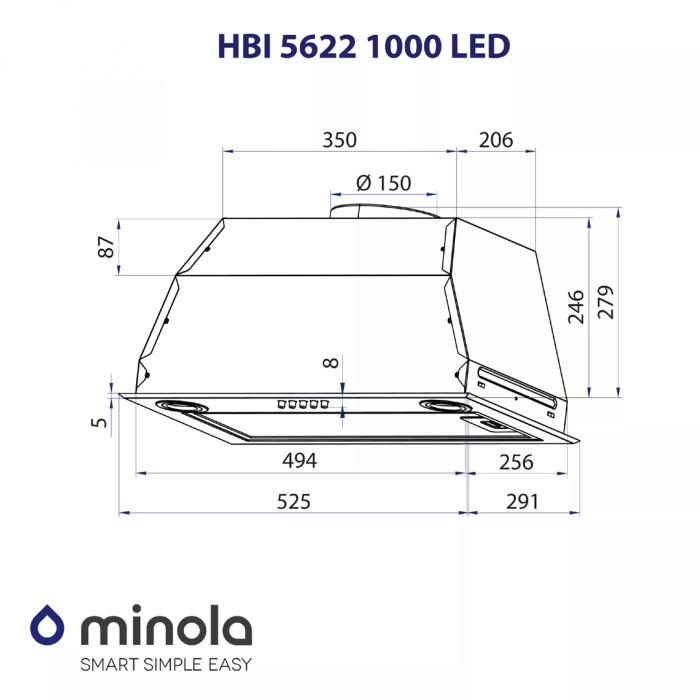 Витяжка MINOLA HBI 5622 BLF 1000LED купити у Київі, Харкові, Дніпрі, Одесі, Запоріжжі, Львові магазин TopTv