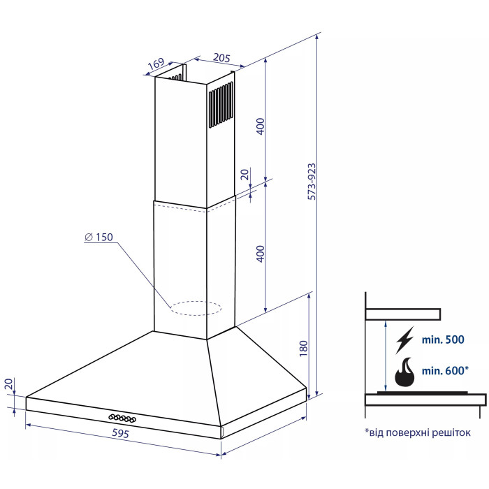 Витяжка MINOLA HK 6214 BR 700 LED купити у Київі, Харкові, Дніпрі, Одесі, Запоріжжі, Львові магазин TopTv