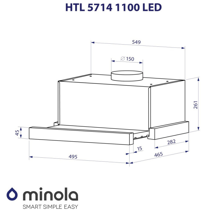 Витяжка MINOLA HTL 5714 I 1100 LED купити у Київі, Харкові, Дніпрі, Одесі, Запоріжжі, Львові магазин TopTv