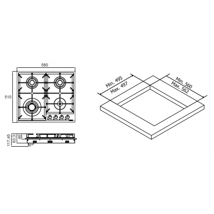 Варильна поверхня ELEYUS ALMERA 60 BG CF купити у Київі, Харкові, Дніпрі, Одесі, Запоріжжі, Львові магазин TopTv