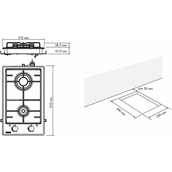 Варильна поверхня ELEYUS DANA 30 BL CF купити у Київі, Харкові, Дніпрі, Одесі, Запоріжжі, Львові магазин TopTv