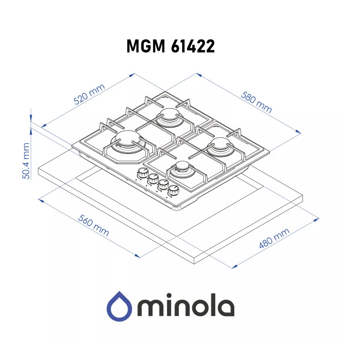 Варильна поверхня MINOLA MGM 61422 BL купити у Київі, Харкові, Дніпрі, Одесі, Запоріжжі, Львові магазин TopTv