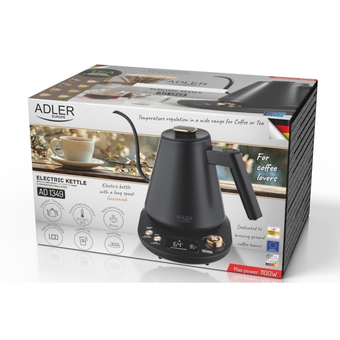 Електрочайник ADLER AD1349 black купити у Київі, Харкові, Дніпрі, Одесі, Запоріжжі, Львові магазин TopTv
