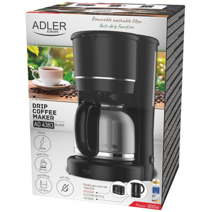 Кавоварка ADLER AD4383 black купити у Київі, Харкові, Дніпрі, Одесі, Запоріжжі, Львові магазин TopTv