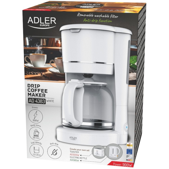 Кавоварка ADLER AD4383 white купити у Київі, Харкові, Дніпрі, Одесі, Запоріжжі, Львові магазин TopTv