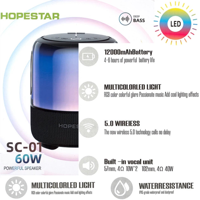 Портативная колонка HOPESTAR SC-01 купить в Киеве, Харькове, Днепре, Запорожье. Одессе, Львове магазин TOP TV