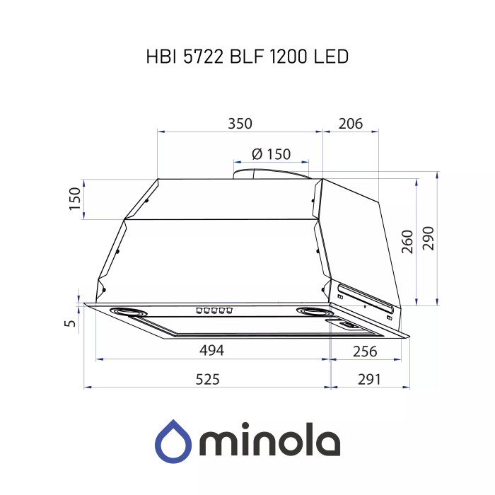 Витяжка MINOLA HBI 5722 BLF 1200 LED купити у Київі, Харкові, Дніпрі, Одесі, Запоріжжі, Львові магазин TopTv