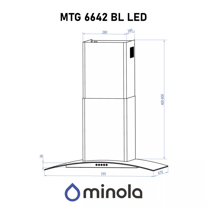 Витяжка MINOLA MTG 6642 BL  LED купити у Київі, Харкові, Дніпрі, Одесі, Запоріжжі, Львові магазин TopTv